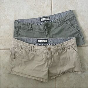 Abercrombie & Fitch Green and Tan Women Shorts